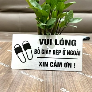 Biển Nhắc Nhở Để Giầy Dép Ở Ngoài, Vui Lòng Bỏ Giày Dép Ở Ngoài, Biển Để Giày Dép Ở Ngoài Bằng Alu Nhôm ,tặng Kèm Keo Dán 2 Mặt