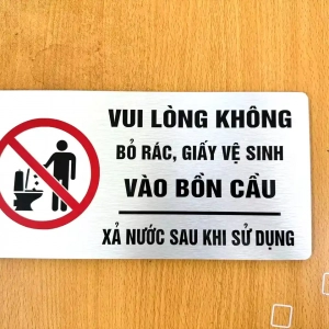 Biển Nhắc Nhở Vui Lòng Không Bỏ Giấy Vào Bồn Cầu Trang Trí Phòng Vệ Sinh Toilet,tặng Kèm Keo Dán 2 Mặt 1