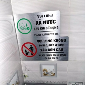 Biển Nhắc Nhở Vui Lòng Không Bỏ Giấy Vào Bồn Cầu Trang Trí Phòng Vệ Sinh Toilet,tặng Kèm Keo Dán 2 Mặt
