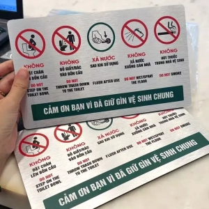 Biển Nội Quy Nhà Vệ Sinh Chống Nước, Nội Quy Toilet, Biển Chỉ Dẫn Vệ Sinh, Toilet, WC, Chất Liệu Alu Nhôm Xước