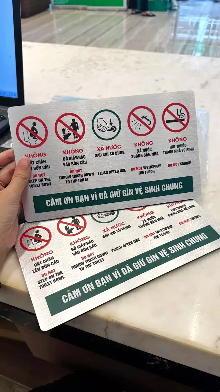 Biển Nội Quy Nhà Vệ Sinh Chống Nước, Nội Quy Toilet, Biển Chỉ Dẫn Vệ Sinh, Toilet, WC, Chất Liệu Alu Nhôm Xước 1 Biển Nội Quy Nhà Vệ Sinh Chống Nước, Nội Quy Toilet, Biển Chỉ Dẫn Vệ Sinh, Toilet, WC, Chất Liệu Alu Nhôm Xước