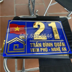 Biển Số Nhà Nghệ An  Đẹp Hiện Đại Có Lá Cờ Việt Nam Chất Liệu Mica, Alu , Mực Uv, Làm Theo Yêu Cầu, Miễn Phí Thiết Kế Và Miễn Phí Vận Chuyển Tận Nhà