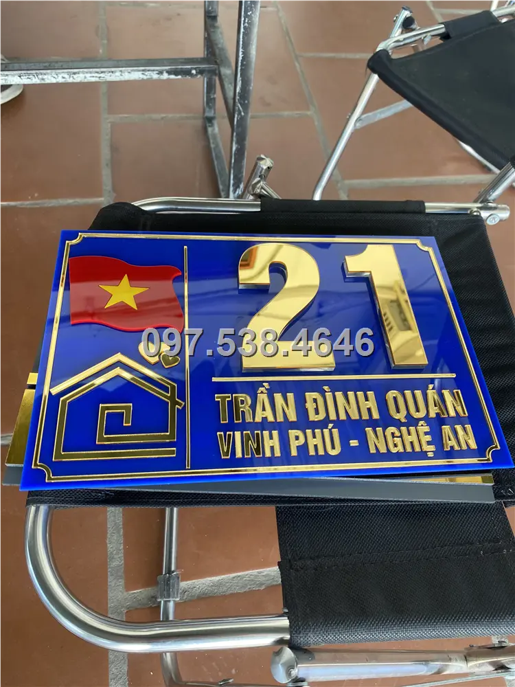 Biển Số Nhà Nghệ An Đẹp Hiện Đại Có Lá Cờ Việt Nam Chất Liệu Mica, Alu , Mực Uv, Làm Theo Yêu Cầu, Miễn Phí Thiết Kế Và Miễn Phí Vận Chuyển Tận Nhà 1 Biển Số Nhà Nghệ An Đẹp Hiện Đại Có Lá Cờ Việt Nam Chất Liệu Mica, Alu , Mực Uv, Làm Theo Yêu Cầu, Miễn Phí Thiết Kế Và Miễn Phí Vận Chuyển Tận Nhà