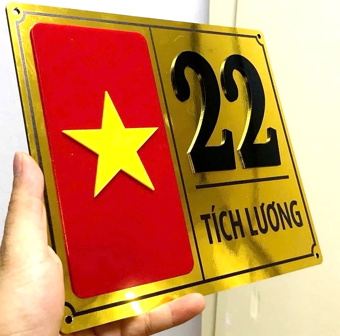 Biển Số Nhà Đẹp Hiện Đại Có Lá Cờ Việt Nam Chất Liệu Mica, Alu , Mực Uv, Làm Theo Yêu Cầu, Miễn Phí Thiết Kế Và Miễn Phí Vận Chuyển Tận Nhà 3 Biển Số Nhà Đẹp Hiện Đại Có Lá Cờ Việt Nam Chất Liệu Mica, Alu , Mực Uv, Làm Theo Yêu Cầu, Miễn Phí Thiết Kế Và Miễn Phí Vận Chuyển Tận Nhà - Ảnh 3