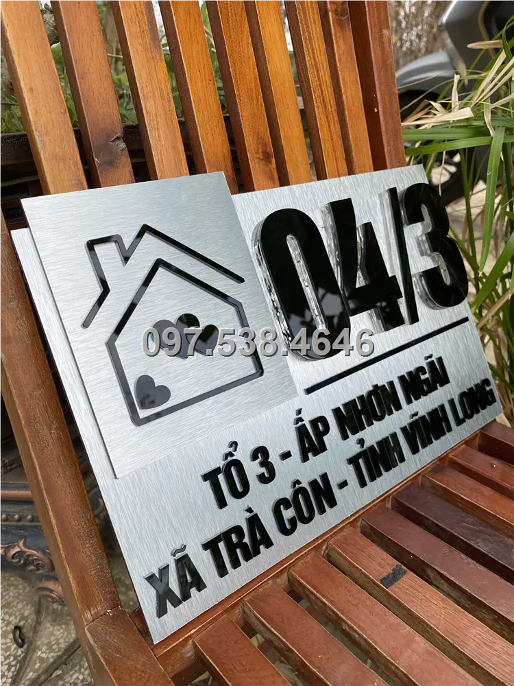 Biển Số Nhà Đẹp Hiện Đại tại Châu Đốc (An Giang) Kích Thước 30x20, Số Nổi 8mm, Chữ Nổi 2mm, Chất Liệu Mica, Alu , Mực Uv, Làm Theo Yêu Cầu, Miễn Phí Thiết Kế Và Miễn Phí Vận Chuyển Tận Nhà 1 Biển Số Nhà Đẹp Hiện Đại tại Châu Đốc (An Giang) Kích Thước 30x20, Số Nổi 8mm, Chữ Nổi 2mm, Chất Liệu Mica, Alu , Mực Uv, Làm Theo Yêu Cầu, Miễn Phí Thiết Kế Và Miễn Phí Vận Chuyển Tận Nhà