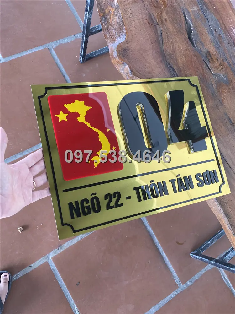 Biển Số Nhà Đẹp Hiện Đại tại Đà Nẵng, phiên bản Lá Cờ Việt Nam, Kích Thước 30x20, Số Nổi 8mm, Chữ Nổi 2mm, Chất Liệu Mica, Alu , Mực Uv, Làm Theo Yêu Cầu, Miễn Phí Thiết Kế Và Miễn Phí Vận Chuyển Tận Nhà 5 Biển Số Nhà Đẹp Hiện Đại tại Đà Nẵng, phiên bản Lá Cờ Việt Nam, Kích Thước 30x20, Số Nổi 8mm, Chữ Nổi 2mm, Chất Liệu Mica, Alu , Mực Uv, Làm Theo Yêu Cầu, Miễn Phí Thiết Kế Và Miễn Phí Vận Chuyển Tận Nhà - Ảnh 5