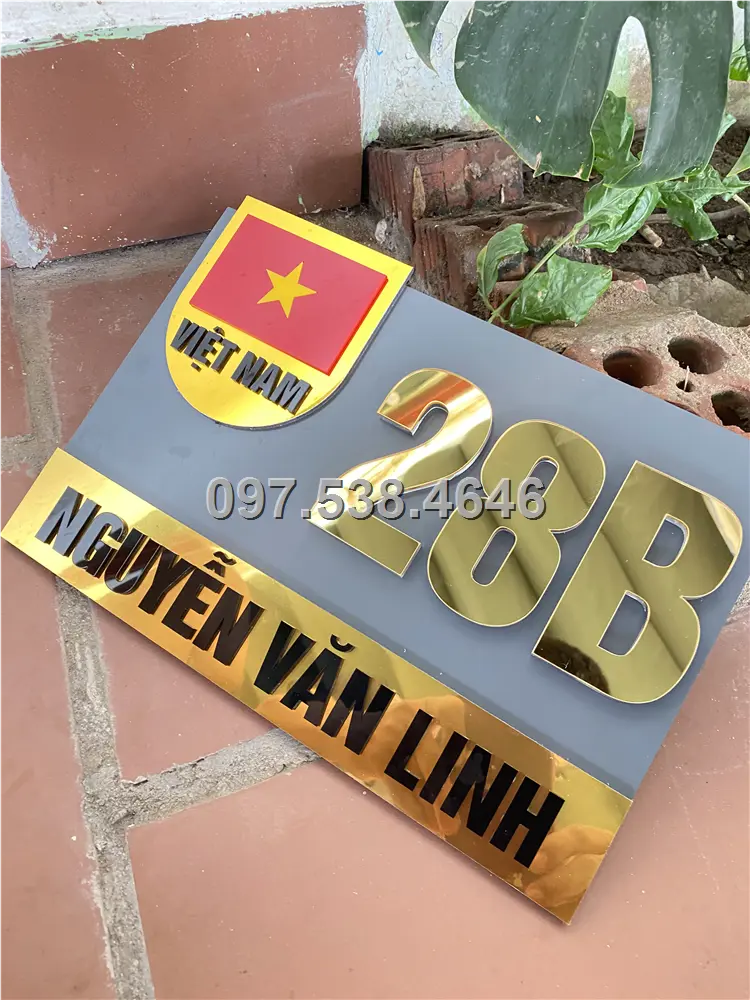 Biển Số Nhà Đẹp Hiện Đại tại Đà Nẵng, phiên bản Lá Cờ Việt Nam, Kích Thước 30x20, Số Nổi 8mm, Chữ Nổi 2mm, Chất Liệu Mica, Alu , Mực Uv, Làm Theo Yêu Cầu, Miễn Phí Thiết Kế Và Miễn Phí Vận Chuyển Tận Nhà 8 Biển Số Nhà Đẹp Hiện Đại tại Đà Nẵng, phiên bản Lá Cờ Việt Nam, Kích Thước 30x20, Số Nổi 8mm, Chữ Nổi 2mm, Chất Liệu Mica, Alu , Mực Uv, Làm Theo Yêu Cầu, Miễn Phí Thiết Kế Và Miễn Phí Vận Chuyển Tận Nhà - Ảnh 8