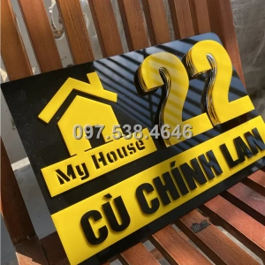 Biển Số Nhà Đẹp Hiện Đại tại Dĩ An Bình Dương Kích Thước 30x20, Số Nổi 8mm, Chữ Nổi 2mm, Chất Liệu Mica, Alu , Mực Uv, Làm Theo Yêu Cầu, Miễn Phí Thiết Kế Và Miễn Phí Vận Chuyển Tận Nhà