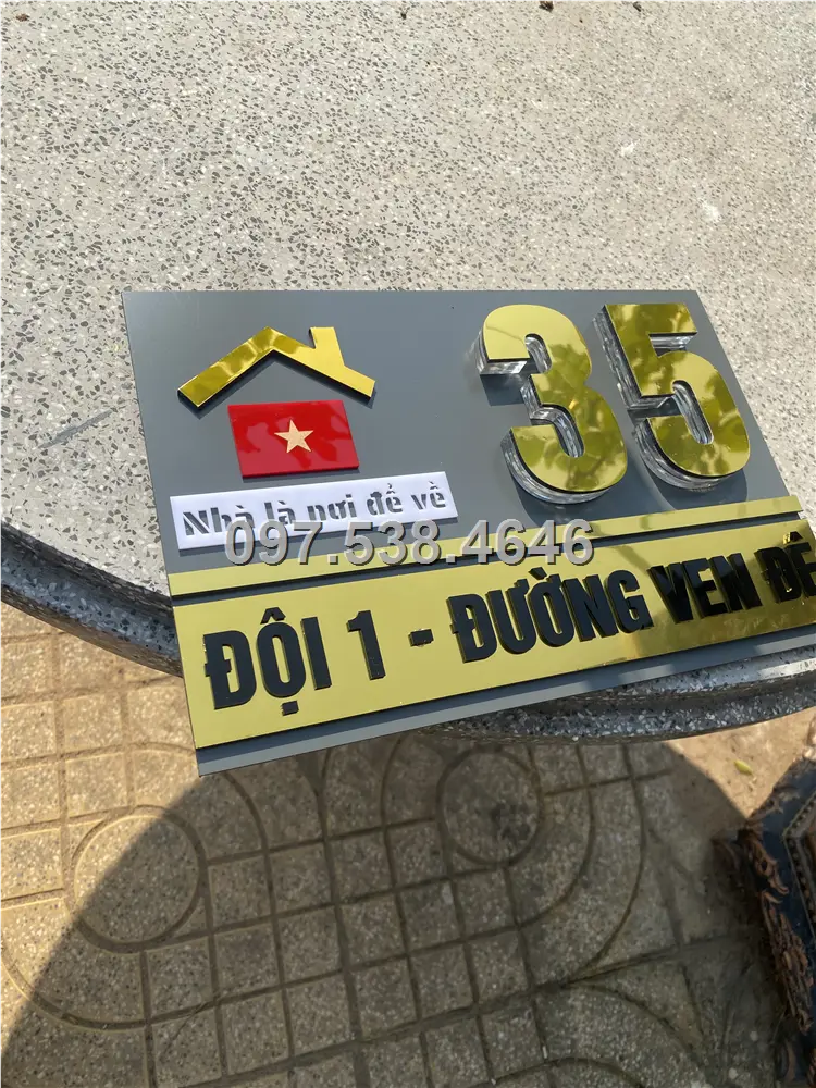 Biển Số Nhà Đẹp Hiện Đại tại Gò Công (Tiền Giang) Kích Thước 30x20, Số Nổi 8mm, Chữ Nổi 2mm, Chất Liệu Mica, Alu , Mực Uv, Làm Theo Yêu Cầu, Miễn Phí Thiết Kế Và Miễn Phí Vận Chuyển Tận Nhà 1 Biển Số Nhà Đẹp Hiện Đại tại Gò Công (Tiền Giang) Kích Thước 30x20, Số Nổi 8mm, Chữ Nổi 2mm, Chất Liệu Mica, Alu , Mực Uv, Làm Theo Yêu Cầu, Miễn Phí Thiết Kế Và Miễn Phí Vận Chuyển Tận Nhà