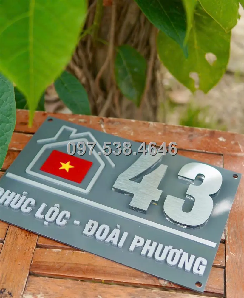 Biển Số Nhà Đẹp Hiện Đại tại Hà Nội, phiên bản Lá Cờ Việt Nam Kích Thước 30x20, Số Nổi 8mm, Chữ Nổi 2mm, Chất Liệu Mica, Alu , Mực Uv, Làm Theo Yêu Cầu, Miễn Phí Thiết Kế Và Miễn Phí Vận Chuyển Tận Nhà 11 Biển Số Nhà Đẹp Hiện Đại tại Hà Nội, phiên bản Lá Cờ Việt Nam Kích Thước 30x20, Số Nổi 8mm, Chữ Nổi 2mm, Chất Liệu Mica, Alu , Mực Uv, Làm Theo Yêu Cầu, Miễn Phí Thiết Kế Và Miễn Phí Vận Chuyển Tận Nhà - Ảnh 11