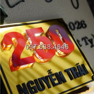 Biển Số Nhà Đẹp Hiện Đại tại Hội An (Quảng Nam), Kích Thước 30x20, Số Nổi 8mm, Chữ Nổi 2mm, Chất Liệu Mica, Alu , Mực Uv, Làm Theo Yêu Cầu, Miễn Phí Thiết Kế Và Miễn Phí Vận Chuyển Tận Nhà