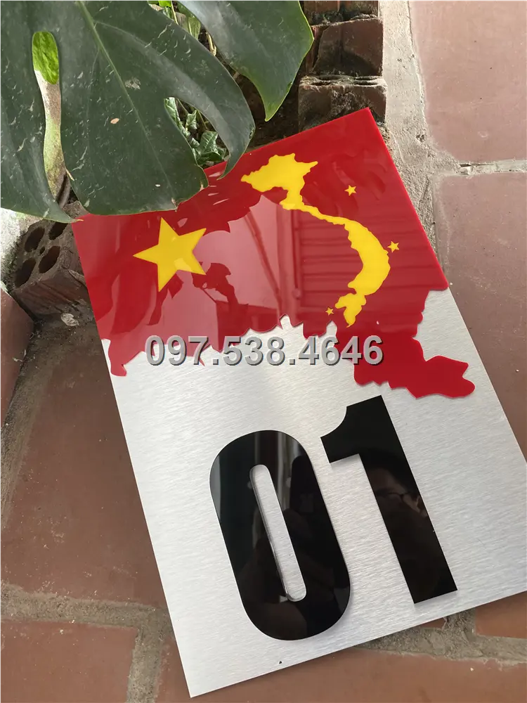 Biển Số Nhà Đẹp Hiện Đại tại Hải Phòng, phiên bản Lá Cờ Việt Nam, Kích Thước 30x20, Số Nổi 8mm, Chữ Nổi 2mm, Chất Liệu Mica, Alu , Mực Uv, Làm Theo Yêu Cầu, Miễn Phí Thiết Kế Và Miễn Phí Vận Chuyển Tận Nhà 7 Biển Số Nhà Đẹp Hiện Đại tại Hải Phòng, phiên bản Lá Cờ Việt Nam, Kích Thước 30x20, Số Nổi 8mm, Chữ Nổi 2mm, Chất Liệu Mica, Alu , Mực Uv, Làm Theo Yêu Cầu, Miễn Phí Thiết Kế Và Miễn Phí Vận Chuyển Tận Nhà - Ảnh 7