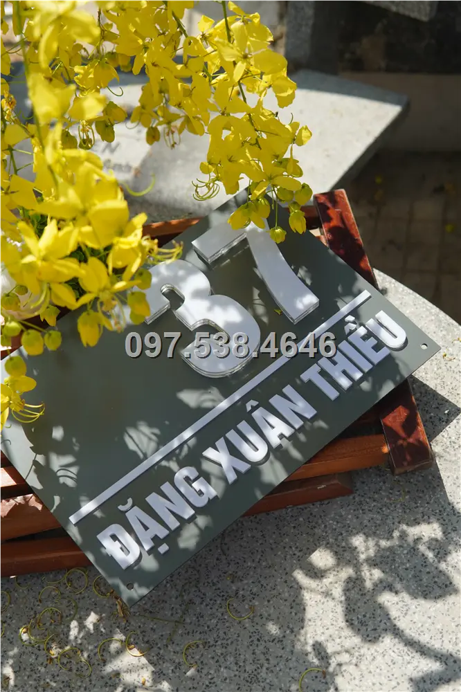Biển Số Nhà Đẹp Hiện Đại tại Quảng Ngãi Kích Thước 30x20, Số Nổi 8mm, Chữ Nổi 2mm, Chất Liệu Mica, Alu , Mực Uv, Làm Theo Yêu Cầu, Miễn Phí Thiết Kế Và Miễn Phí Vận Chuyển Tận Nhà 7 Biển Số Nhà Đẹp Hiện Đại tại Quảng Ngãi Kích Thước 30x20, Số Nổi 8mm, Chữ Nổi 2mm, Chất Liệu Mica, Alu , Mực Uv, Làm Theo Yêu Cầu, Miễn Phí Thiết Kế Và Miễn Phí Vận Chuyển Tận Nhà - Ảnh 7