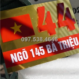 Biển Số Nhà Đẹp Hiện Đại tại Hòa Bình, Kích Thước 30x20, Số Nổi 8mm, Chữ Nổi 2mm, Chất Liệu Mica, Alu , Mực Uv, Làm Theo Yêu Cầu, Miễn Phí Thiết Kế Và Miễn Phí Vận Chuyển Tận Nhà