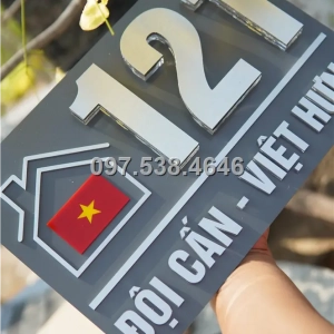 Biển Số Nhà Đẹp Hiện Đại tại Lai Châu , Kích Thước 30x20, Số Nổi 8mm, Chữ Nổi 2mm, Chất Liệu Mica, Alu , Mực Uv, Làm Theo Yêu Cầu, Miễn Phí Thiết Kế Và Miễn Phí Vận Chuyển Tận Nhà