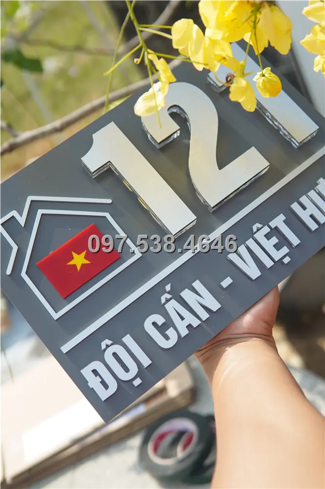 Biển Số Nhà Đẹp Hiện Đại tại Long Khánh (Đồng Nai) , Kích Thước 30x20, Số Nổi 8mm, Chữ Nổi 2mm, Chất Liệu Mica, Alu , Mực Uv, Làm Theo Yêu Cầu, Miễn Phí Thiết Kế Và Miễn Phí Vận Chuyển Tận Nhà 7 Biển Số Nhà Đẹp Hiện Đại tại Long Khánh (Đồng Nai)
, Kích Thước 30x20, Số Nổi 8mm, Chữ Nổi 2mm, Chất Liệu Mica, Alu , Mực Uv, Làm Theo Yêu Cầu, Miễn Phí Thiết Kế Và Miễn Phí Vận Chuyển Tận Nhà - Ảnh 7