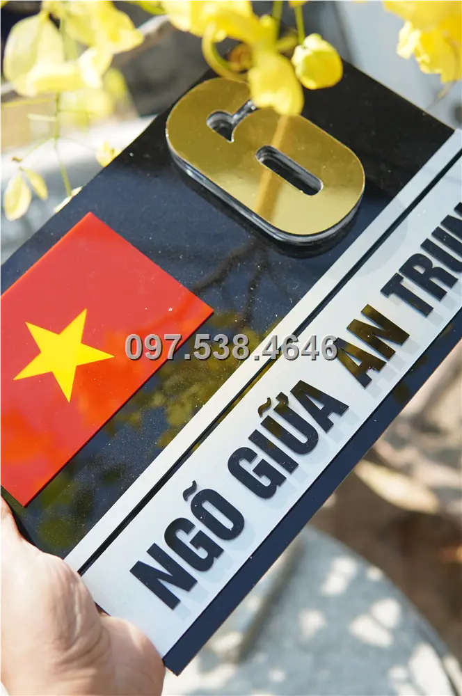Biển Số Nhà Đẹp Hiện Đại tại Phan Rang-Tháp Chàm (Ninh Thuận), Kích Thước 30x20, Số Nổi 8mm, Chữ Nổi 2mm, Chất Liệu Mica, Alu , Mực Uv, Làm Theo Yêu Cầu, Miễn Phí Thiết Kế Và Miễn Phí Vận Chuyển Tận Nhà 6 Biển Số Nhà Đẹp Hiện Đại tại Phan Rang-Tháp Chàm (Ninh Thuận), Kích Thước 30x20, Số Nổi 8mm, Chữ Nổi 2mm, Chất Liệu Mica, Alu , Mực Uv, Làm Theo Yêu Cầu, Miễn Phí Thiết Kế Và Miễn Phí Vận Chuyển Tận Nhà - Ảnh 6
