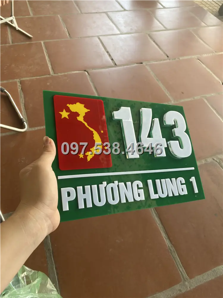Biển Số Nhà Đẹp Hiện Đại tại TPHCM, phiên bản Lá Cờ Việt Nam, Kích Thước 30x20, Số Nổi 8mm, Chữ Nổi 2mm, Chất Liệu Mica, Alu , Mực Uv, Làm Theo Yêu Cầu, Miễn Phí Thiết Kế Và Miễn Phí Vận Chuyển Tận Nhà 5 Biển Số Nhà Đẹp Hiện Đại tại TPHCM, phiên bản Lá Cờ Việt Nam, Kích Thước 30x20, Số Nổi 8mm, Chữ Nổi 2mm, Chất Liệu Mica, Alu , Mực Uv, Làm Theo Yêu Cầu, Miễn Phí Thiết Kế Và Miễn Phí Vận Chuyển Tận Nhà - Ảnh 5
