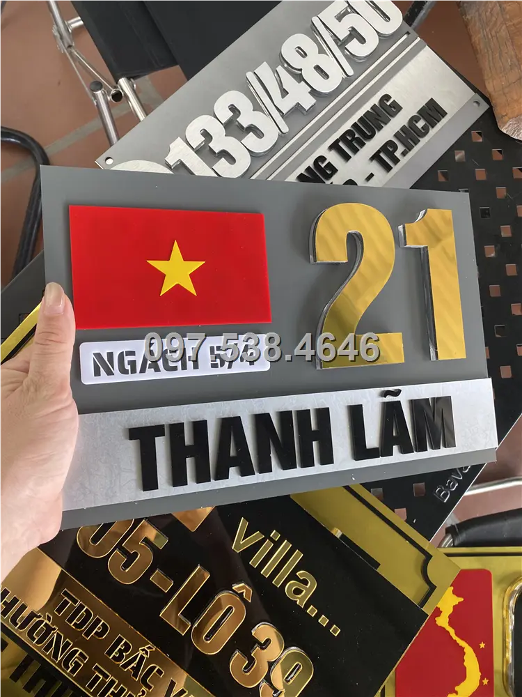 Biển Số Nhà Đẹp Hiện Đại tại TPHCM, phiên bản Lá Cờ Việt Nam, Kích Thước 30x20, Số Nổi 8mm, Chữ Nổi 2mm, Chất Liệu Mica, Alu , Mực Uv, Làm Theo Yêu Cầu, Miễn Phí Thiết Kế Và Miễn Phí Vận Chuyển Tận Nhà 16 Biển Số Nhà Đẹp Hiện Đại tại TPHCM, phiên bản Lá Cờ Việt Nam, Kích Thước 30x20, Số Nổi 8mm, Chữ Nổi 2mm, Chất Liệu Mica, Alu , Mực Uv, Làm Theo Yêu Cầu, Miễn Phí Thiết Kế Và Miễn Phí Vận Chuyển Tận Nhà - Ảnh 16