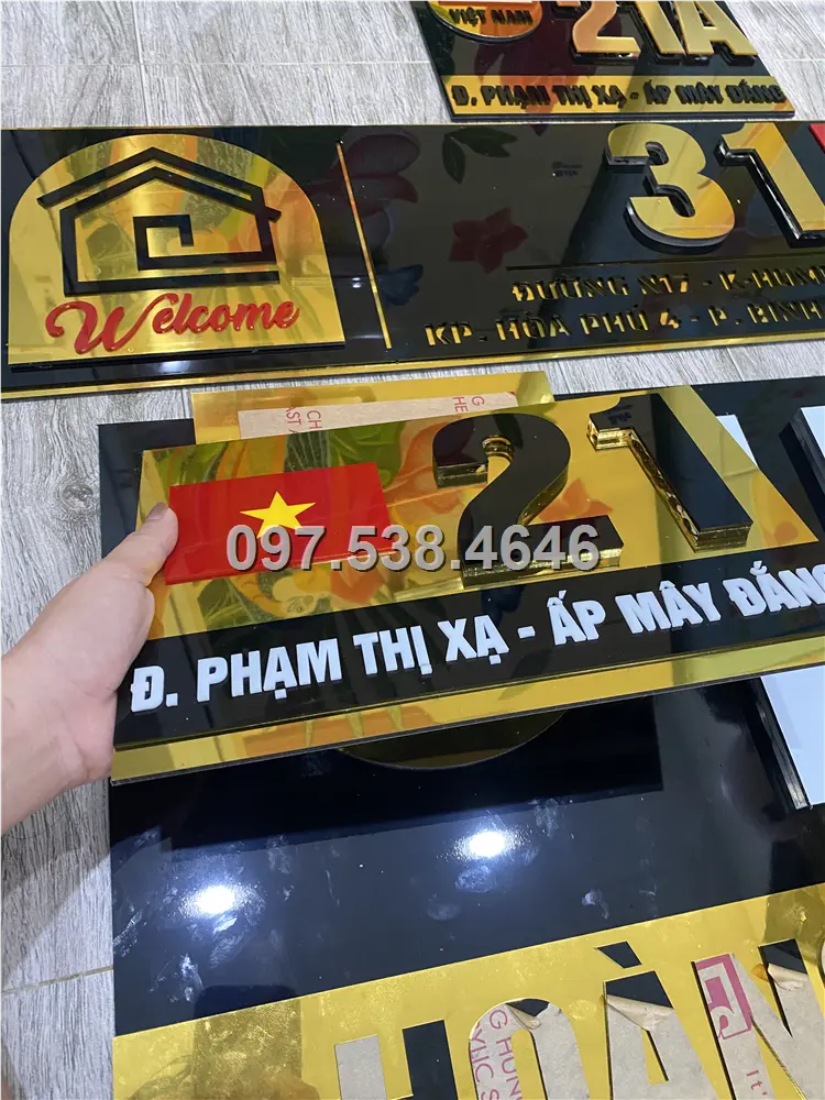 Biển Số Nhà Đẹp Hiện Đại tại TPHCM, phiên bản Lá Cờ Việt Nam, Kích Thước 30x20, Số Nổi 8mm, Chữ Nổi 2mm, Chất Liệu Mica, Alu , Mực Uv, Làm Theo Yêu Cầu, Miễn Phí Thiết Kế Và Miễn Phí Vận Chuyển Tận Nhà 9 Biển Số Nhà Đẹp Hiện Đại tại TPHCM, phiên bản Lá Cờ Việt Nam, Kích Thước 30x20, Số Nổi 8mm, Chữ Nổi 2mm, Chất Liệu Mica, Alu , Mực Uv, Làm Theo Yêu Cầu, Miễn Phí Thiết Kế Và Miễn Phí Vận Chuyển Tận Nhà - Ảnh 9
