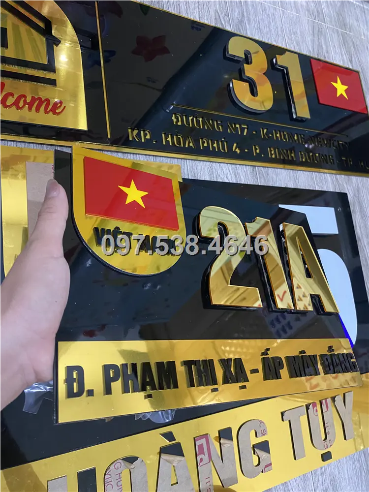Biển Số Nhà Đẹp Hiện Đại tại TPHCM, phiên bản Lá Cờ Việt Nam, Kích Thước 30x20, Số Nổi 8mm, Chữ Nổi 2mm, Chất Liệu Mica, Alu , Mực Uv, Làm Theo Yêu Cầu, Miễn Phí Thiết Kế Và Miễn Phí Vận Chuyển Tận Nhà 8 Biển Số Nhà Đẹp Hiện Đại tại TPHCM, phiên bản Lá Cờ Việt Nam, Kích Thước 30x20, Số Nổi 8mm, Chữ Nổi 2mm, Chất Liệu Mica, Alu , Mực Uv, Làm Theo Yêu Cầu, Miễn Phí Thiết Kế Và Miễn Phí Vận Chuyển Tận Nhà - Ảnh 8