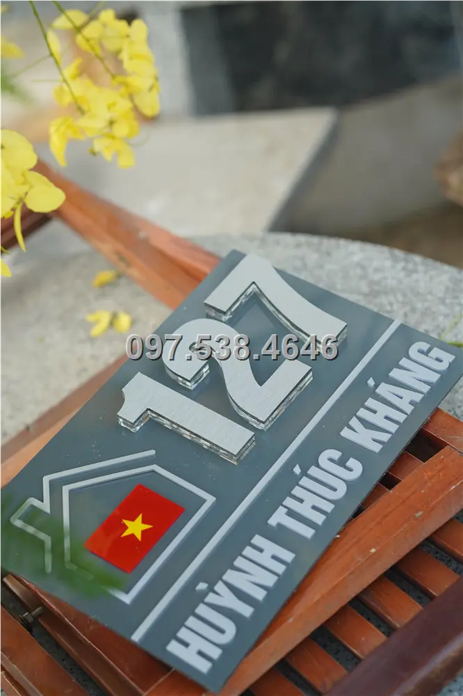 Biển Số Nhà Đẹp Hiện Đại tại Việt Trì , Phú Thọ Kích Thước 30x20, Số Nổi 8mm, Chữ Nổi 2mm, Chất Liệu Mica, Alu , Mực Uv, Làm Theo Yêu Cầu, Miễn Phí Thiết Kế Và Miễn Phí Vận Chuyển Tận Nhà 15 Biển Số Nhà Đẹp Hiện Đại tại Việt Trì , Phú Thọ
Kích Thước 30x20, Số Nổi 8mm, Chữ Nổi 2mm, Chất Liệu Mica, Alu , Mực Uv, Làm Theo Yêu Cầu, Miễn Phí Thiết Kế Và Miễn Phí Vận Chuyển Tận Nhà - Ảnh 15