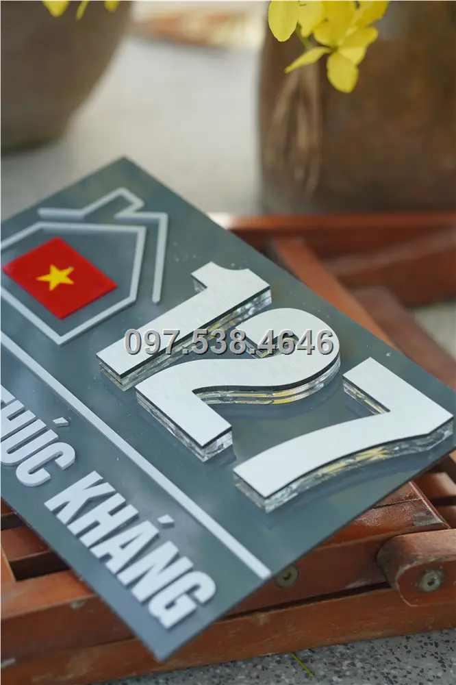 Biển Số Nhà Đẹp Hiện Đại tại Việt Trì , Phú Thọ Kích Thước 30x20, Số Nổi 8mm, Chữ Nổi 2mm, Chất Liệu Mica, Alu , Mực Uv, Làm Theo Yêu Cầu, Miễn Phí Thiết Kế Và Miễn Phí Vận Chuyển Tận Nhà 13 Biển Số Nhà Đẹp Hiện Đại tại Việt Trì , Phú Thọ
Kích Thước 30x20, Số Nổi 8mm, Chữ Nổi 2mm, Chất Liệu Mica, Alu , Mực Uv, Làm Theo Yêu Cầu, Miễn Phí Thiết Kế Và Miễn Phí Vận Chuyển Tận Nhà - Ảnh 13