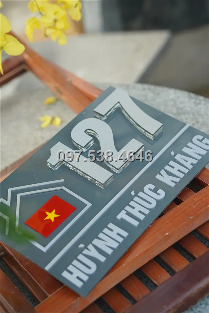 Biển Số Nhà Đẹp Hiện Đại tại Việt Trì , Phú Thọ Kích Thước 30x20, Số Nổi 8mm, Chữ Nổi 2mm, Chất Liệu Mica, Alu , Mực Uv, Làm Theo Yêu Cầu, Miễn Phí Thiết Kế Và Miễn Phí Vận Chuyển Tận Nhà 16 Biển Số Nhà Đẹp Hiện Đại tại Việt Trì , Phú Thọ
Kích Thước 30x20, Số Nổi 8mm, Chữ Nổi 2mm, Chất Liệu Mica, Alu , Mực Uv, Làm Theo Yêu Cầu, Miễn Phí Thiết Kế Và Miễn Phí Vận Chuyển Tận Nhà - Ảnh 16