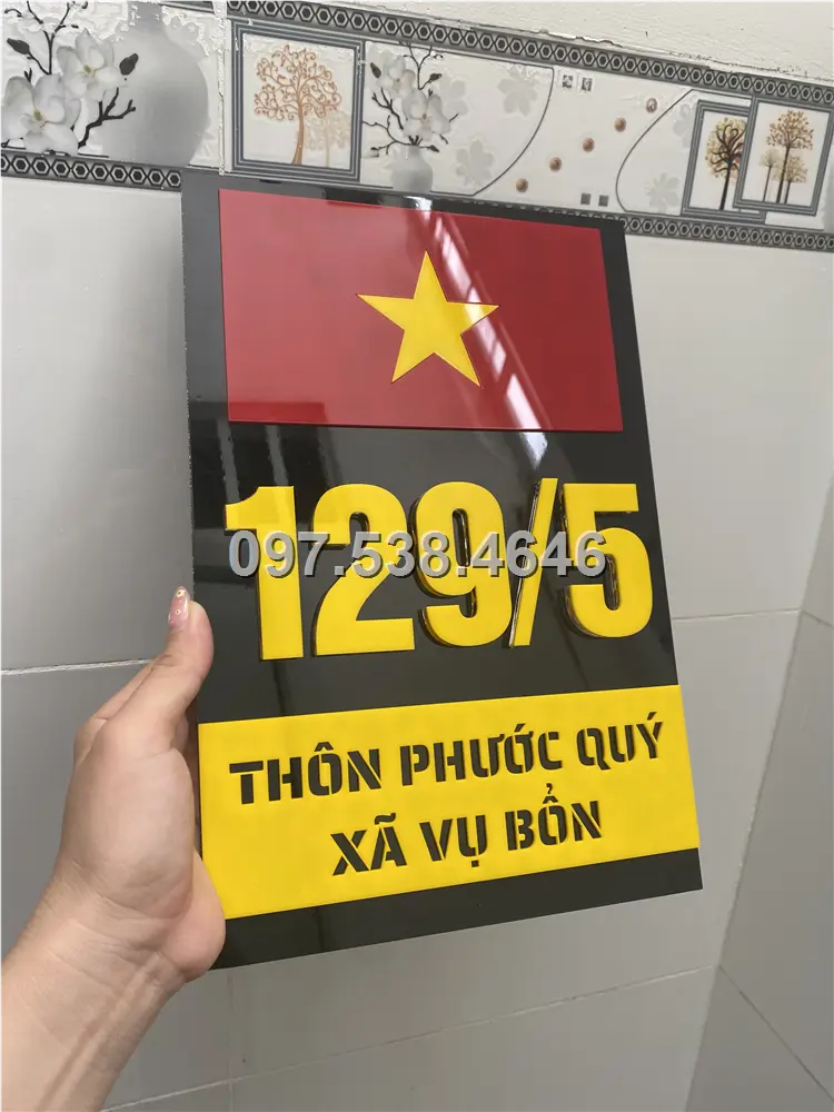 Biển Số Nhà Đẹp Hiện Đại tại Vũng Tàu, phiên bản Lá Cờ Việt Nam, Kích Thước 30x20, Số Nổi 8mm, Chữ Nổi 2mm, Chất Liệu Mica, Alu , Mực Uv, Làm Theo Yêu Cầu, Miễn Phí Thiết Kế Và Miễn Phí Vận Chuyển Tận Nhà 4 Biển Số Nhà Đẹp Hiện Đại tại Vũng Tàu, phiên bản Lá Cờ Việt Nam, Kích Thước 30x20, Số Nổi 8mm, Chữ Nổi 2mm, Chất Liệu Mica, Alu , Mực Uv, Làm Theo Yêu Cầu, Miễn Phí Thiết Kế Và Miễn Phí Vận Chuyển Tận Nhà - Ảnh 4
