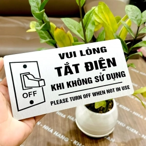Biển Tắt Điện Khi Không Sử Dụng, Nhắc Nhở Tắt Điện, Tắt Điện Sau Khi Sử Dụng, Vui Lòng Tắt Điện Chất Liệu Alu Nhôm Xước ,tặng Kèm Keo Dán 2 Mặt 1