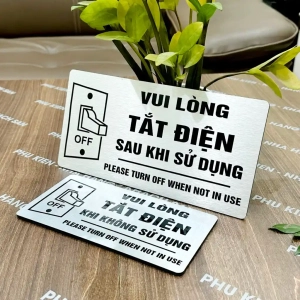 Biển Tắt Điện Khi Không Sử Dụng, Nhắc Nhở Tắt Điện, Tắt Điện Sau Khi Sử Dụng, Vui Lòng Tắt Điện Chất Liệu Alu Nhôm Xước ,tặng Kèm Keo Dán 2 Mặt