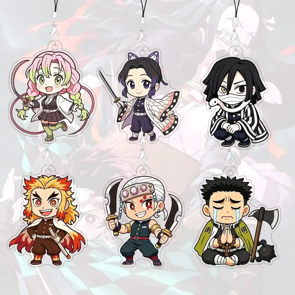 Dây Đeo Điện Thoại Demon Slayer Anime Dây Acrylic Mặt Dây Chuyền Hoạt Hình Túi Quyến Rũ 4 Dây Đeo Điện Thoại Demon Slayer Anime Dây Acrylic Mặt Dây Chuyền Hoạt Hình Túi Quyến Rũ 3