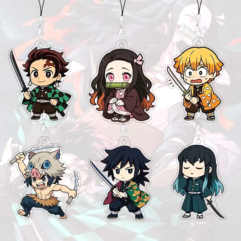 Dây Đeo Điện Thoại Demon Slayer Anime Dây Acrylic Mặt Dây Chuyền Hoạt Hình Túi Quyến Rũ 6 Dây Đeo Điện Thoại Demon Slayer Anime Dây Acrylic Mặt Dây Chuyền Hoạt Hình Túi Quyến Rũ 5