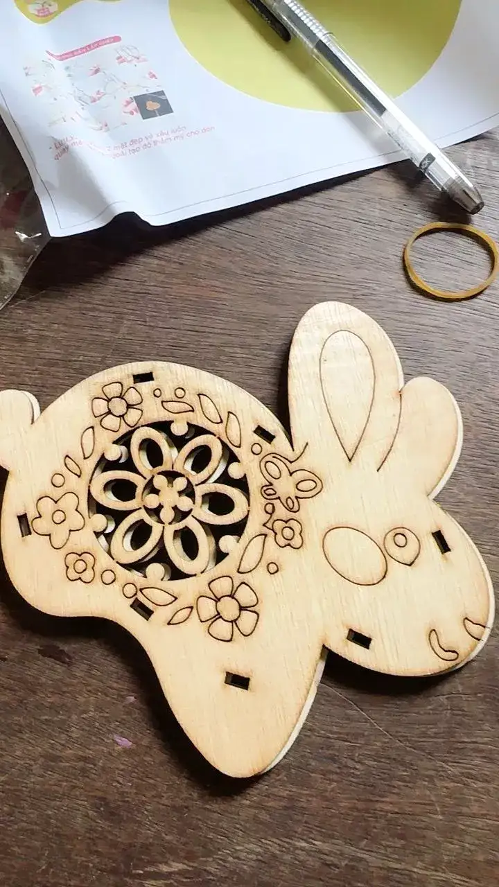 Đèn Lồng Gỗ Trung Thu Tự Lắp Ráp & Tô Màu Cho Bé Khắc Tên, Logo Theo Yêu Cầu Theo SL Kèm Đèn LED, Màu Và Cọ Vẽ,Sỉ Và LẺ 2