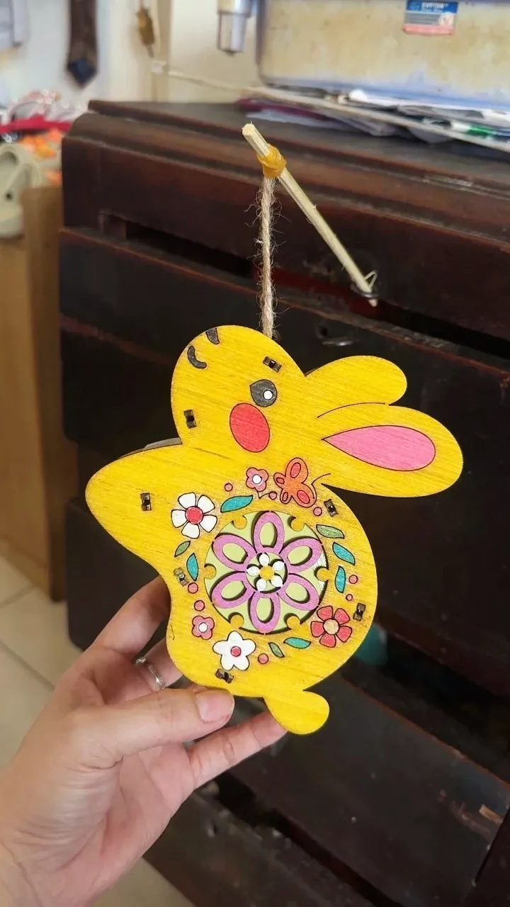 Đèn Lồng Gỗ Trung Thu Tự Lắp Ráp & Tô Màu Cho Bé Khắc Tên, Logo Theo Yêu Cầu Theo SL Kèm Đèn LED, Màu Và Cọ Vẽ,Sỉ Và LẺ 3