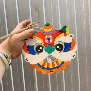 Đèn Lồng Trung Thu Đèn Lồng Tô Màu Gỗ Cho Bé Tặng Kèm 6 Màu Và 2 Cọ