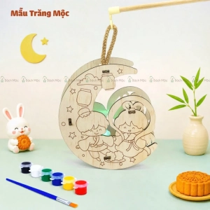 Đèn Lồng Trung Thu DIY Gỗ Plywood Tự Tô Màu Có Đèn LED – Đồ Chơi Thủ Công Sáng Tạo Cho Trẻ Em