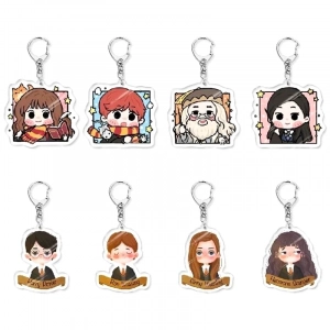 Harry Potter Hoạt Hình Móc Chìa Khóa Hermione Ron Dumbledore Snape Hagrid Ginny Luna Malfoy Acrylic Mặt Dây