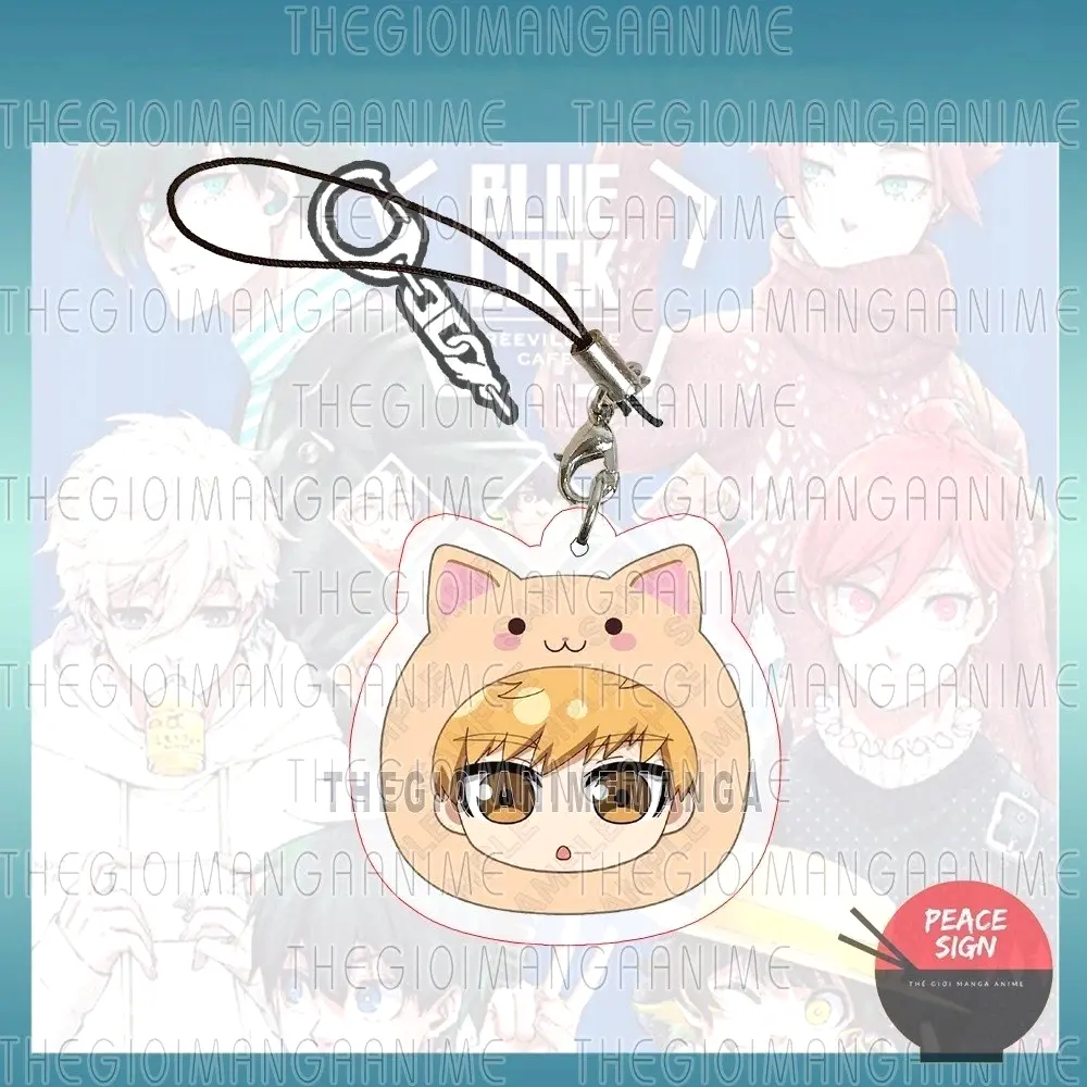 Móc Dây Treo Điện Thoại BLUE LOCK Ver MOCHI MÈO In Hình Anime Chibi Mica Trong Acrylic Móc Khóa 2