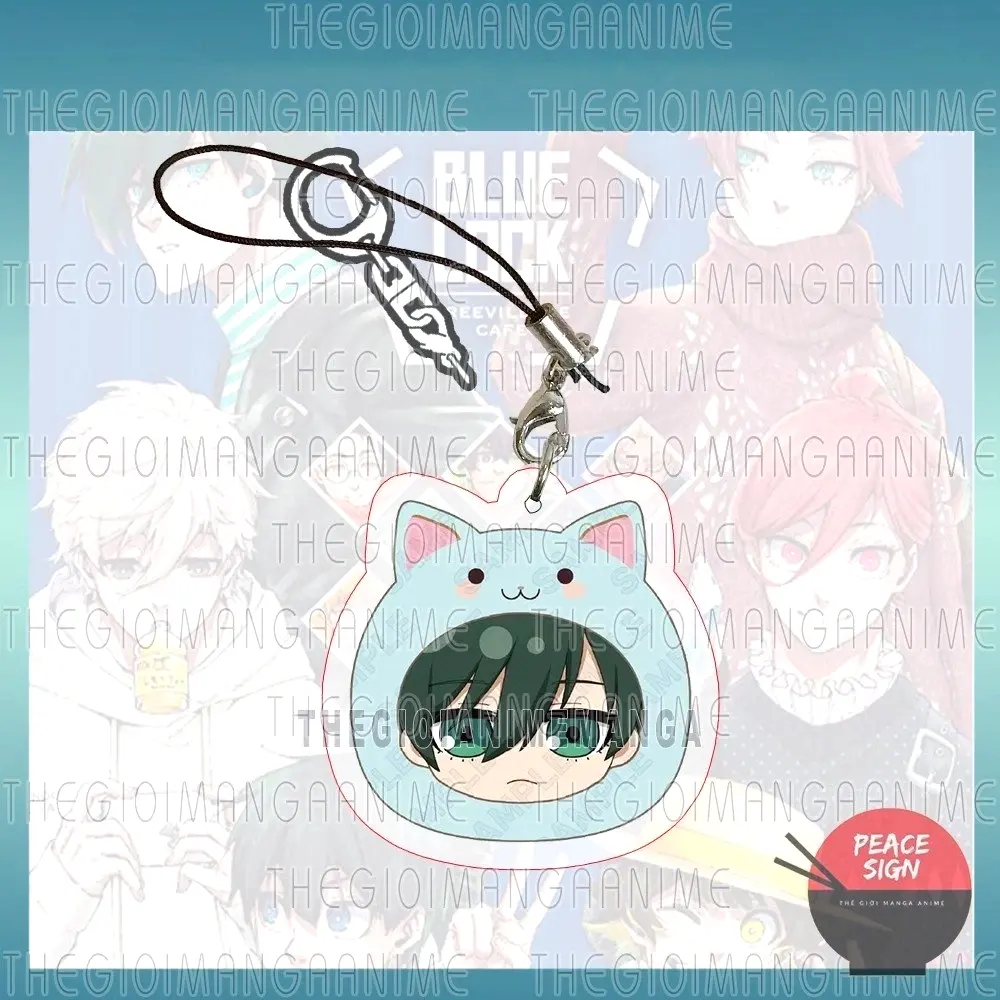 Móc Dây Treo Điện Thoại BLUE LOCK Ver MOCHI MÈO In Hình Anime Chibi Mica Trong Acrylic Móc Khóa 3