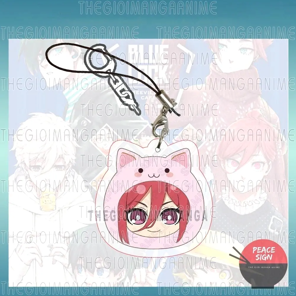Móc Dây Treo Điện Thoại BLUE LOCK Ver MOCHI MÈO In Hình Anime Chibi Mica Trong Acrylic Móc Khóa 4