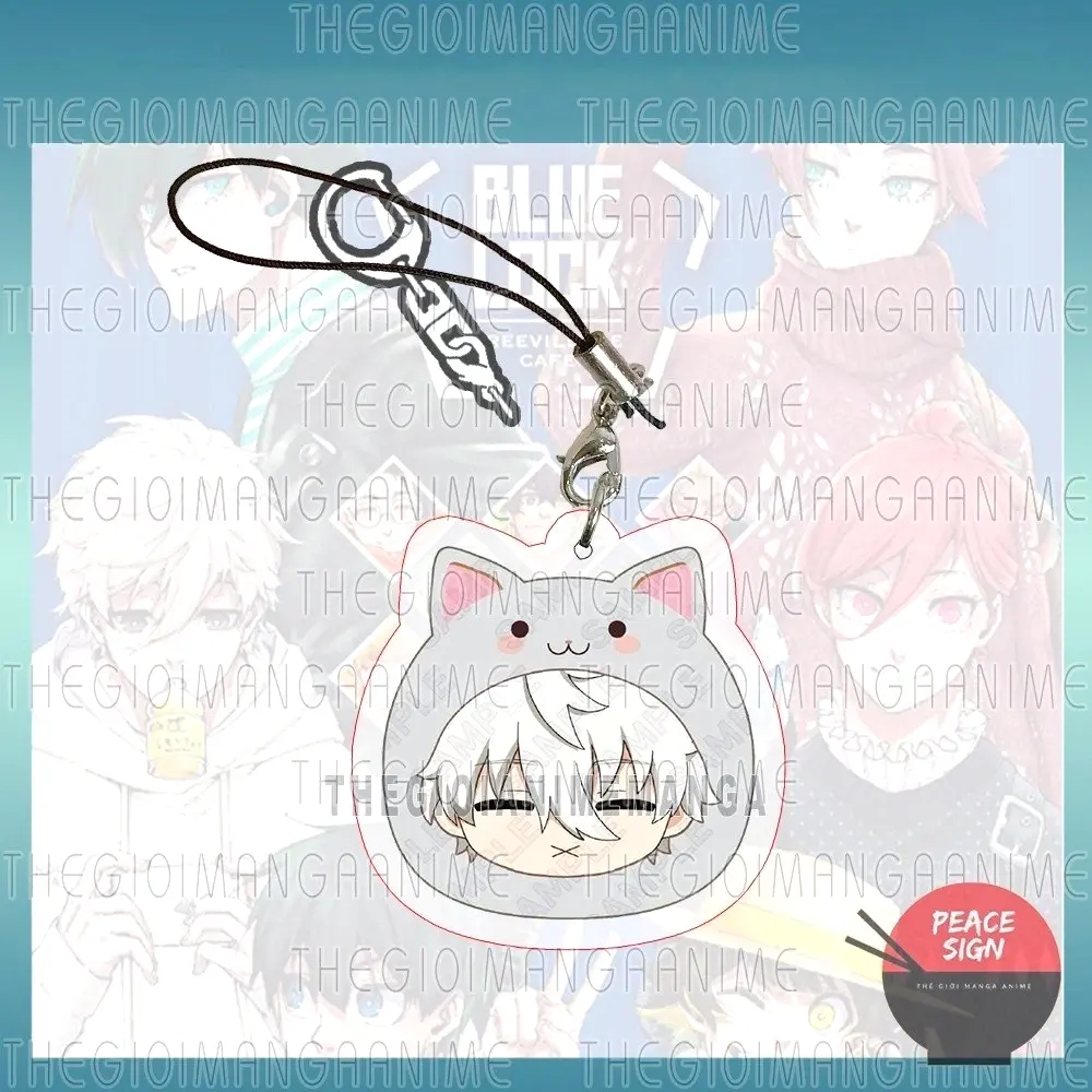 Móc Dây Treo Điện Thoại BLUE LOCK Ver MOCHI MÈO In Hình Anime Chibi Mica Trong Acrylic Móc Khóa 5