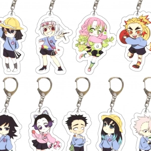 Móc Khóa Acrylic Hình Demon Slayer: Kimetsu No Yaiba Dễ Thương Trang Trí Mica Trong Suốt In 2 Mặt, Kích Thước 5cm , Trang Trí Treo Cặp, Balo 1