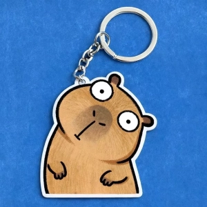 Móc Khoá Capybara Vô Tri Đáng Yêu Dễ Thương Làm Quà Tặng Cho Bạn Bè Người Yêu, Làm Theo Yêu Cầu, Chất Liệu Mica Trong Suốt In 2 Mặt, Kích Thước 5cm , Trang Trí Treo Cặp, Balo