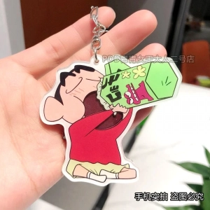 Móc Khóa Cậu Bé Bút Chì Shin-Chan Nhỏ Bằng Acrylic Hình Ăn Bánh Quy Và Lắc Nhạc Sáng Tạo 1