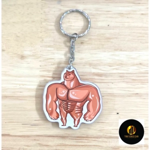 Móc Khóa Cheems Doge Cơ Băp Làm Theo Yêu Cầu, Chất Liệu Mica Trong Suốt In 2 Mặt, Kích Thước 5cm , Trang Trí Treo Cặp, Balo