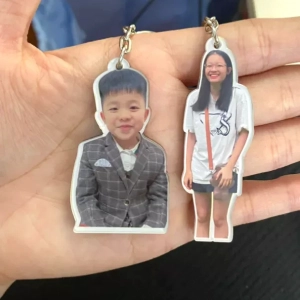 Móc Khóa Chibi Gấu Dâu Ghép Mặt, Quà Tặng Dễ Thương, Làm Theo Yêu Cầu, Chất Liệu Mica Trong Suốt In 2 Mặt, Kích Thước 5cm , Trang Trí Treo Cặp, Balo 1