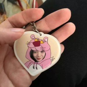 Móc Khoá Chibi Ghép Mặt Hình Trái Tim Làm Theo Yêu Cầu, Chất Liệu Mica Trong Suốt In 2 Mặt, Kích Thước 5cm , Trang Trí Treo Cặp, Balo