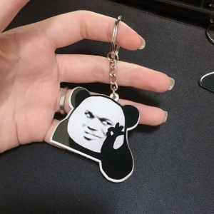 Móc Khoá Chú Gấu Trúc Meme , Trang Trí Treo Cặp, Balo Chất Liệu Mica Trong Suốt In 2 Mặt, Kích Thước 5cm , Trang Trí Treo Cặp, Balo