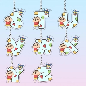 Móc Khóa Crayon Shin Chan, Shin Cậu Bé Bút Chì, Móc Khóa Chữ Cái, Móc Khóa Thông Điệp Quà Tặng Bạn Bè, Người Thân, Chất Liệu Mica Trong Suốt In 2 Mặt, Kích Thước 5cm , Trang Trí Treo Cặp, Balo 1